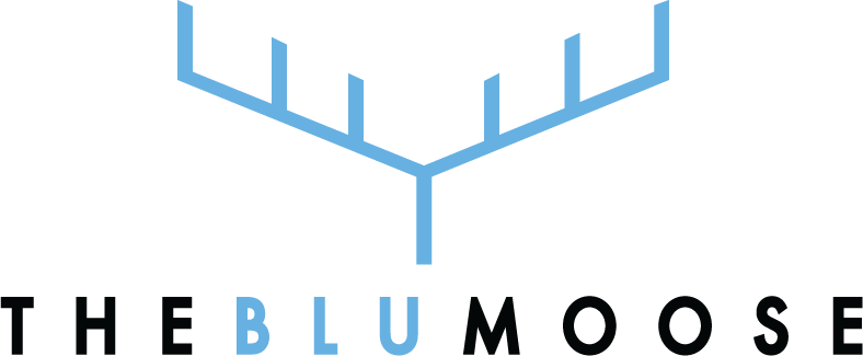 The Blu Moose logo Black Text
